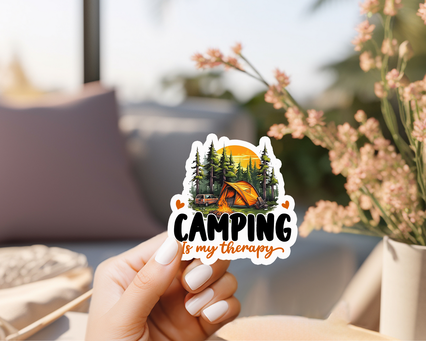 Camping Is My Therapy Sticker