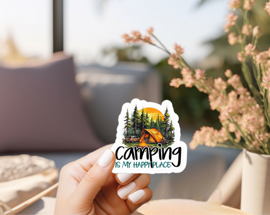 Camping Is My Happy Place Sticker